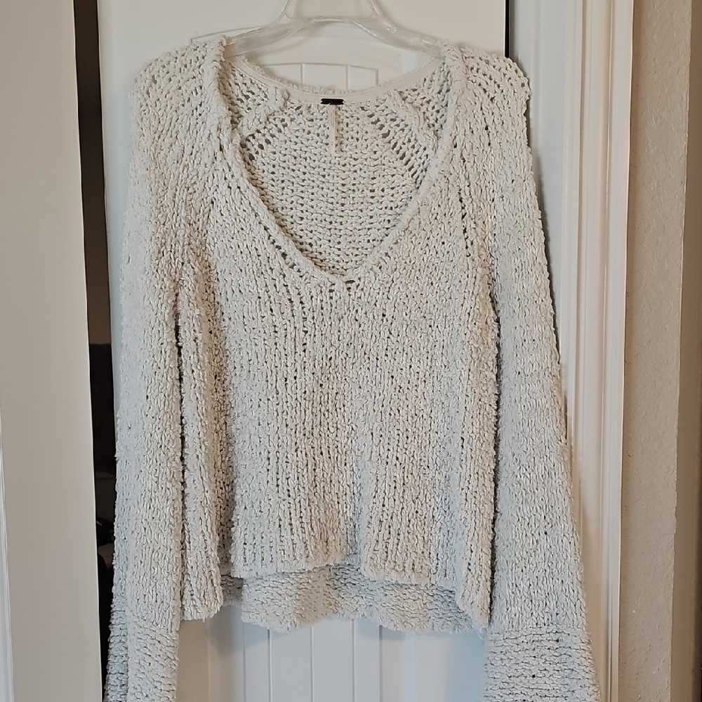 Free People Cozy Knit V-Neck Sweater